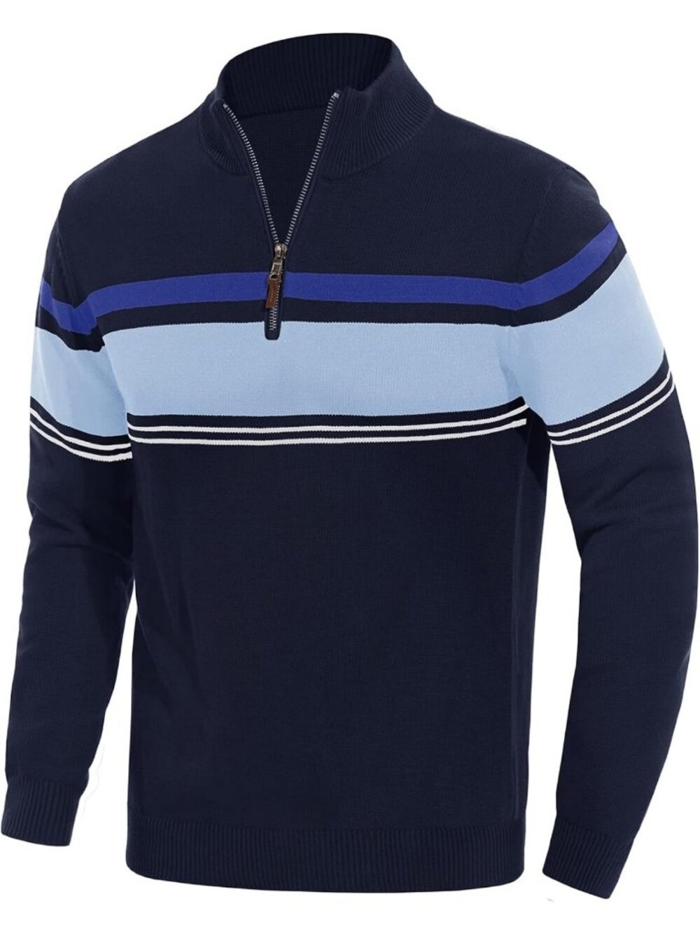 Cozy Men's Quarter Zip Thermal Sweater - Knit Turtleneck Pullover, Casual Style